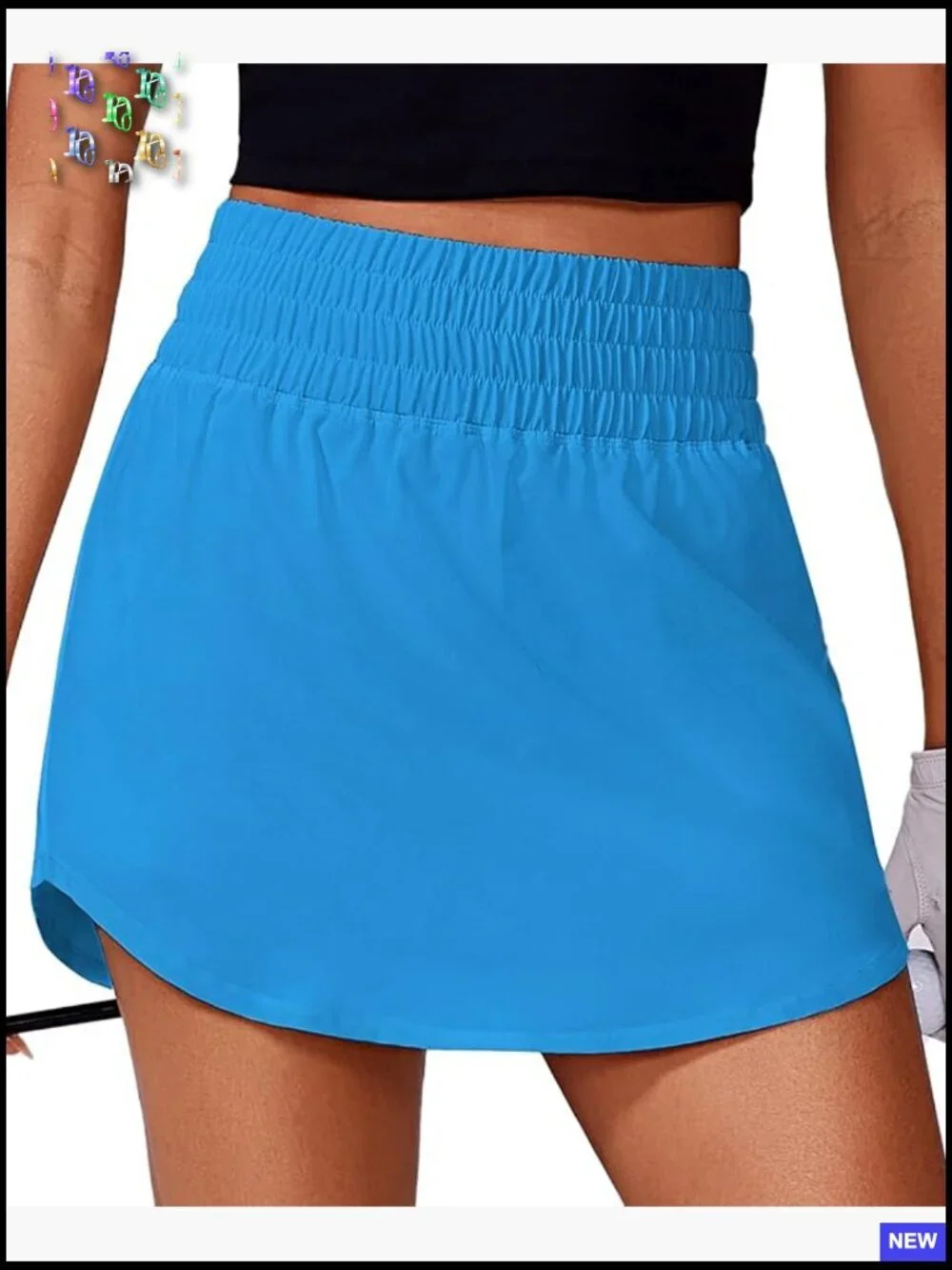 High Waisted Golf Skort with Pockets Athletic Tennis Skirt Flowy Curved Hem